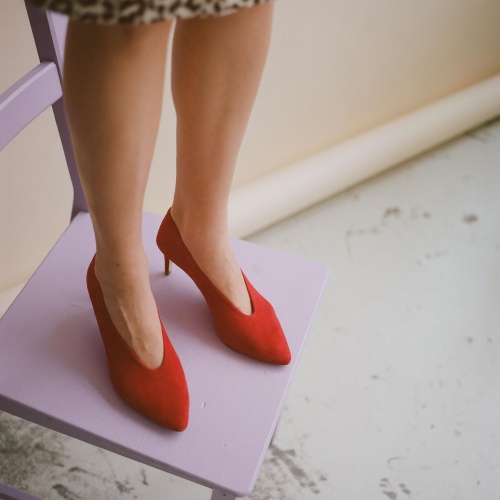 Schpitz Heels, red suede | Balagan Studio