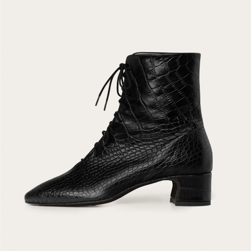 Victoria Boots, black croco | Balagan Studio