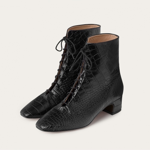 Victoria Boots, black croco | Balagan Studio