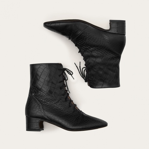 Victoria Boots, black croco OUTLET | Balagan Studio