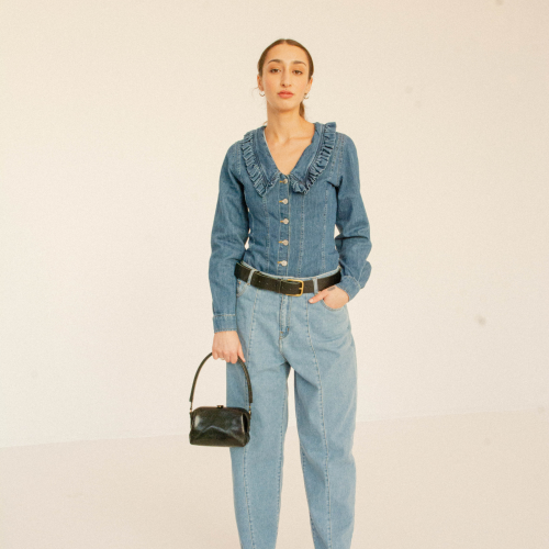 Wide belt with a buckle, black | Balagan Studio