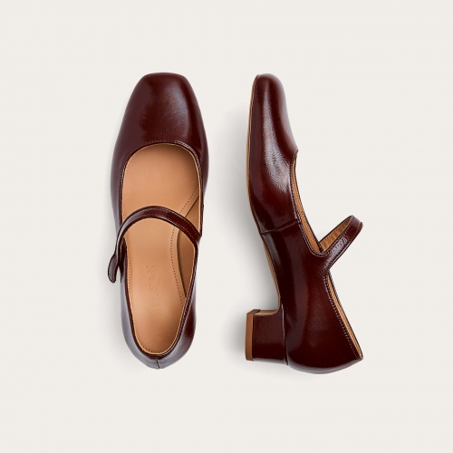 Dora Low Heels, burgundy gloss | Balagan Studio