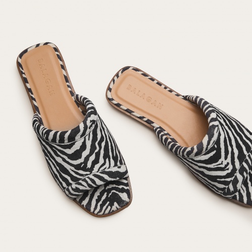 Karit slides, zebra velvet | Balagan Studio
