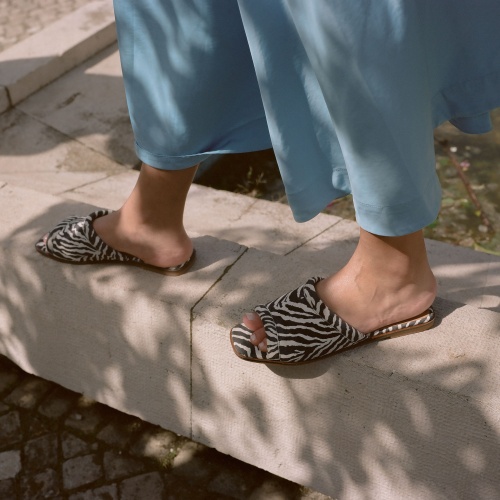 Karit slides, zebra velvet | Balagan Studio