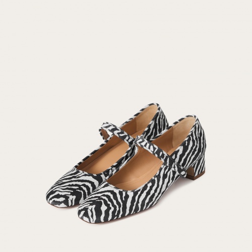 Dora Low Heels, zebra velvet | Balagan Studio