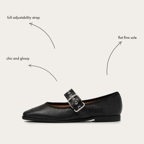 Louisine Ballerina, black lizard | Balagan Studio