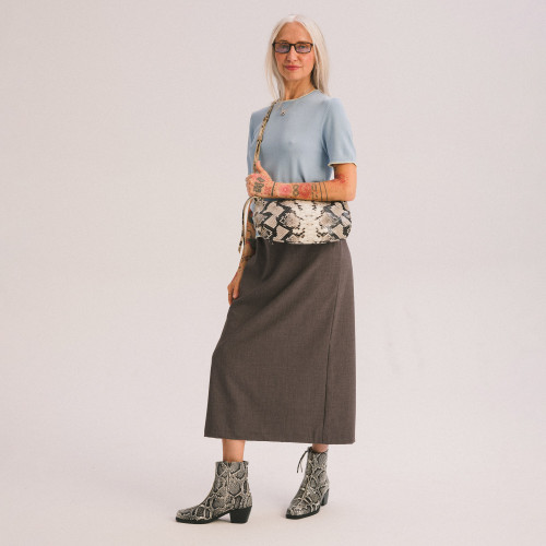 Marianne torebka M, złamana biel wzór pytona| Balagan Studio