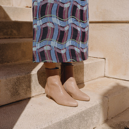 Vivian Boots, beige croco | Balagan Studio