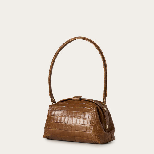 Hug bag torebka M, karmelowy wzór krokodyla | Balagan Studio
