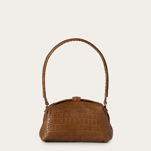 Hug bag torebka M, karmelowy wzór krokodyla | Balagan Studio