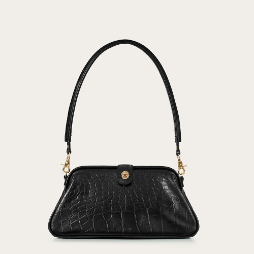 Rofe Vintage Bag M, black croco | Balagan Studio