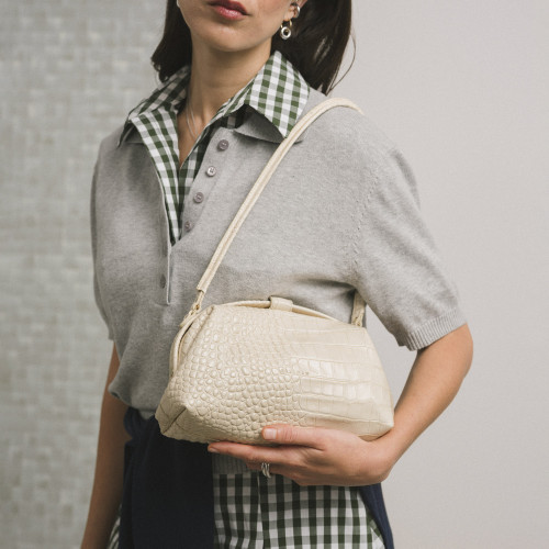 Hug Bag M, cream croco | Balagan Studio