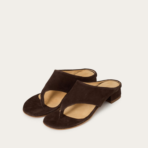 Luca Slides, dark chocolate suede | Balagan Studio