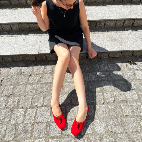 Pina Heels, red suede | Balagan Studio