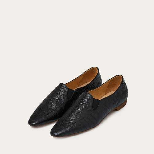 Andree Flats, black alligator pattern | Balagan Studio