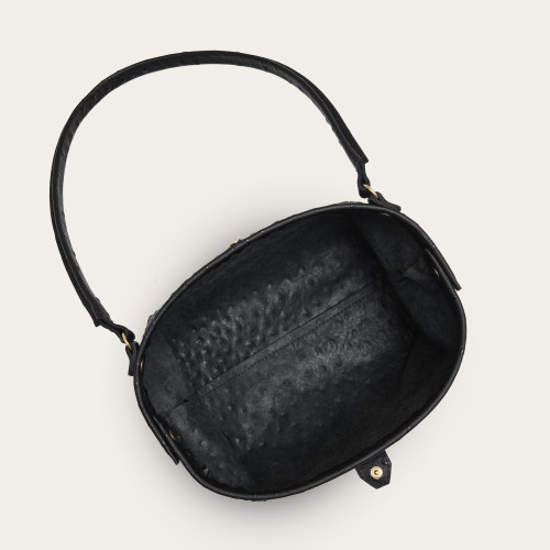 Hug Bag M, black ostrich pattern | Balagan Studio
