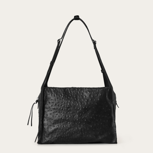 Tamara Bag L, black ostrich pattern | Balagan Studio