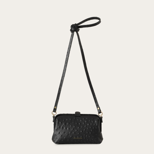 Rofe Bag M, black ostrich pattern | Balagan Studio