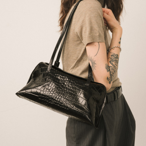 Envelope Bag M, black croco | Balagan Studio