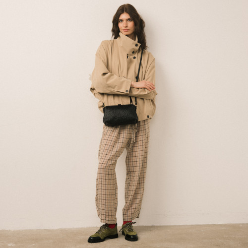 Rofe Bag M, black ostrich pattern| Balagan Studio