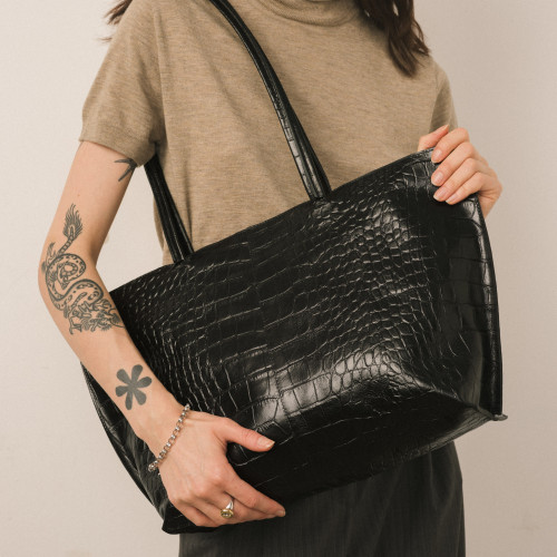 Esek Bag XL, black croco | Balagan Studio