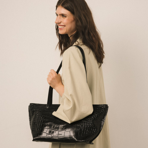 Ishti Bag L, black croco | Balagan Studio
