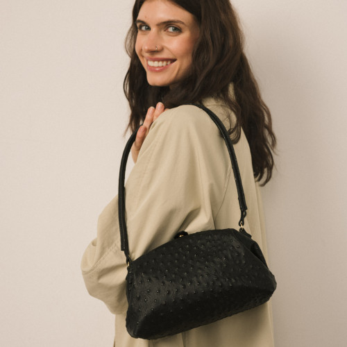 Hug bag torebka M, czarny wzór strusia | Balagan Studio