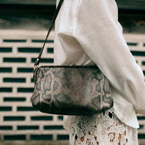 Rofe Bag M, brown python pattern | Balagan Studio