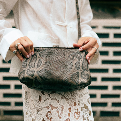 Rofe Bag M, brown python pattern | Balagan Studio