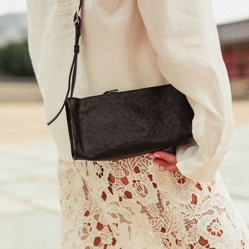 Minnie Bag S, black ostrich pattern | Balagan Studio