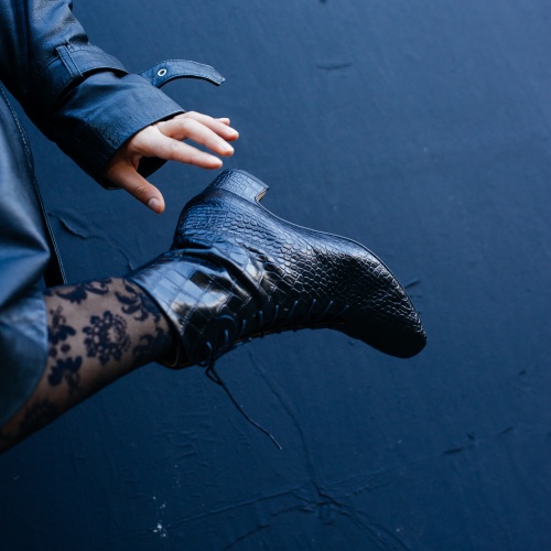 Victoria Boots, black croco | Balagan Studio