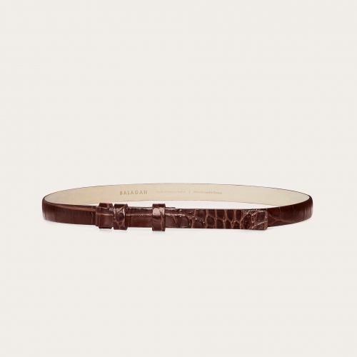 Thin belt without a buckle, brown croco | Balagan Studio